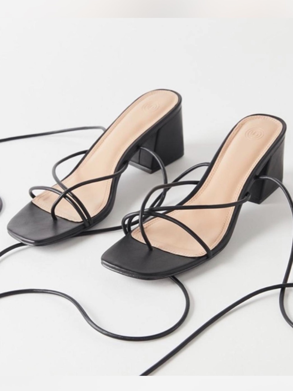 Urban Outfitters Black Strappy Wrap Block Heels